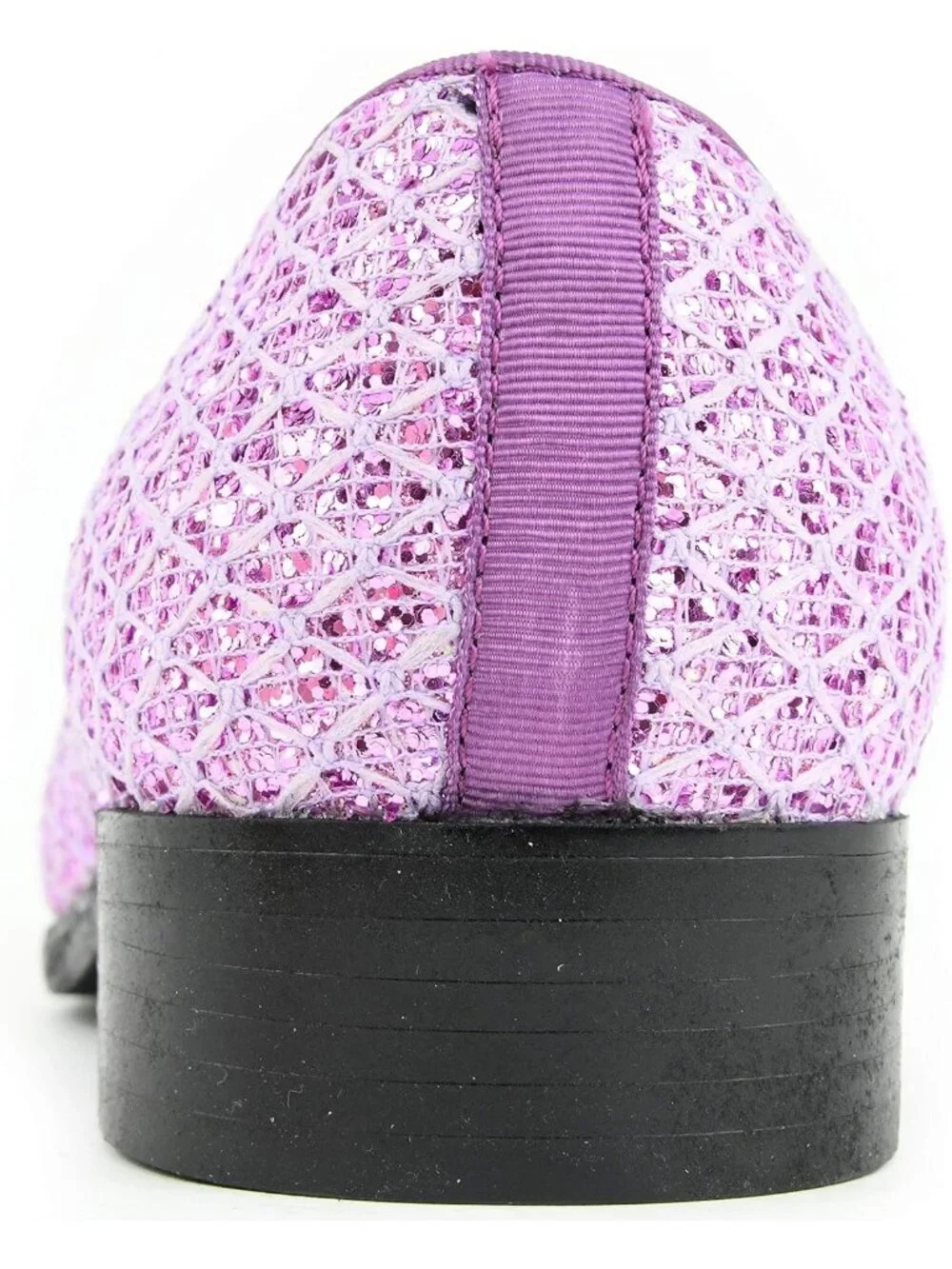 Bolano Men's Lavender Glitter Loafers Slip On Metallic Tuxedo Block Heel Shoes